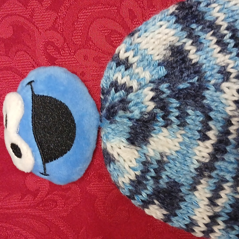 Colorful Knitted BIG BIRD AND COOKIE MONSTER Beanies SET OF TWO - Picture 3 of 5